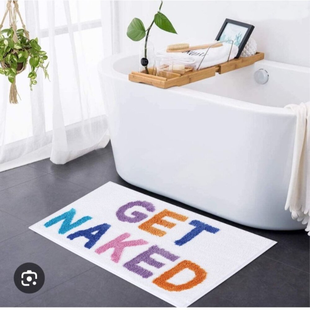 Get Naked Bathmat Bathroom Rug Microfiber 32"x20" Super Absorbent Non-Slip Plush